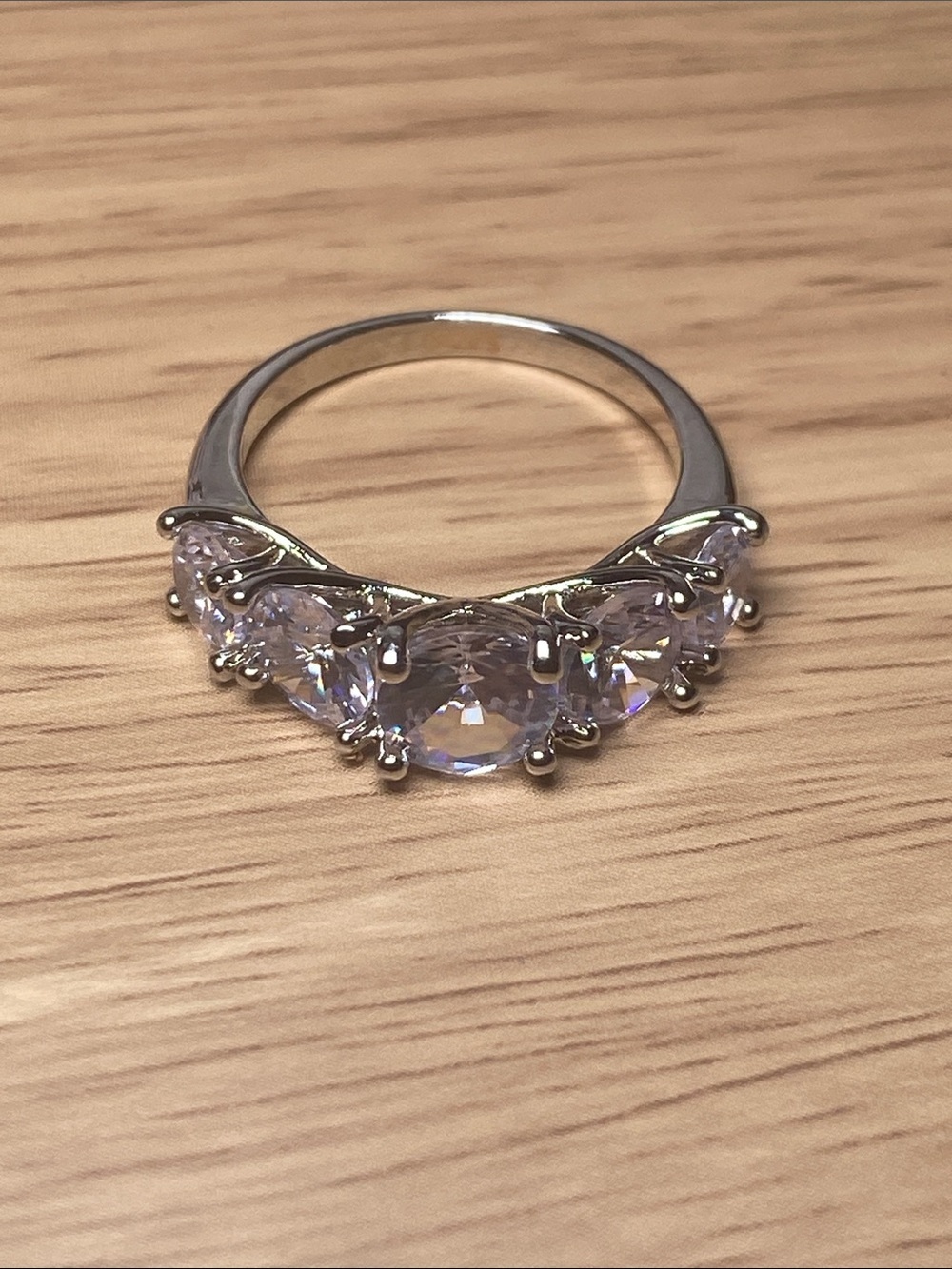 Sterling Silver Cubic Zirconia 5-Stone Ring - White - Picture 2 of 6